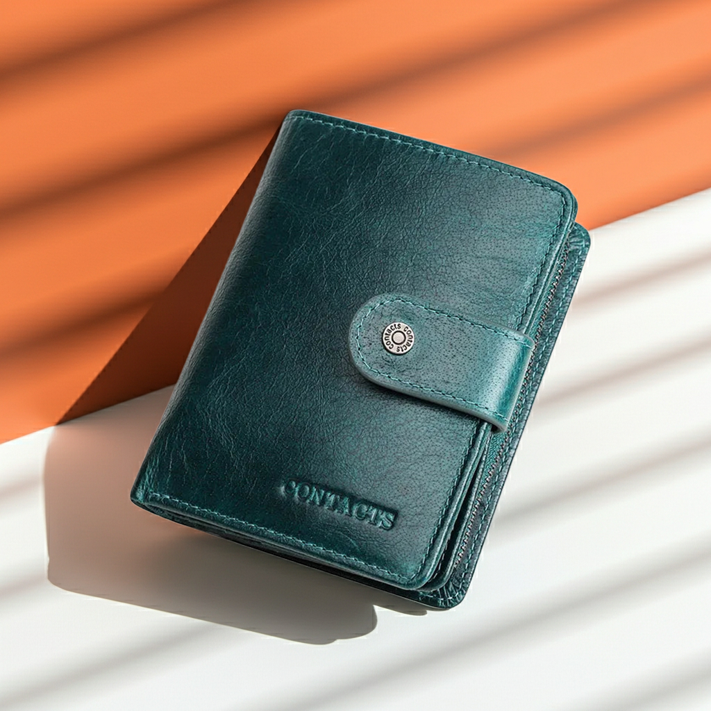 Women's Genuine Leather Wallet Large Capacity Fashion Blue