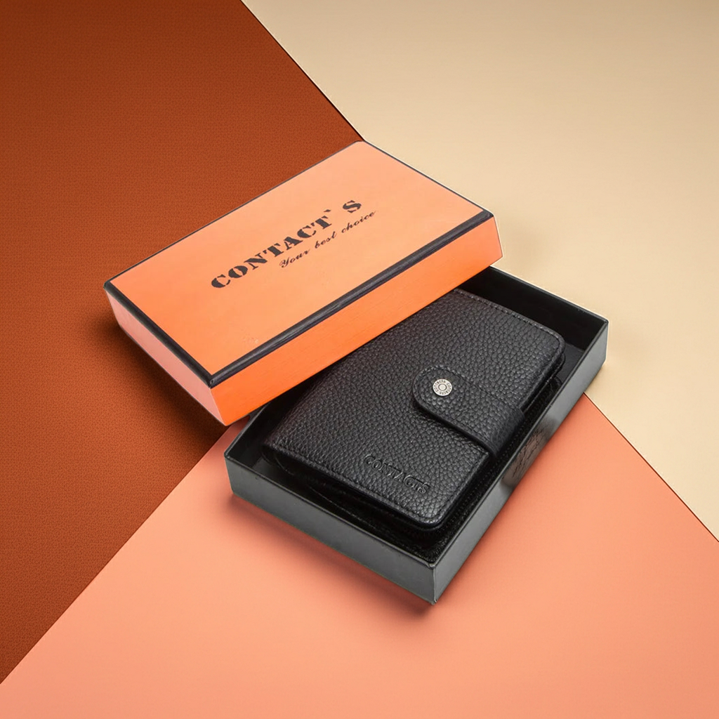 Women's Genuine Leather Wallet Large Capacity Fashion Black