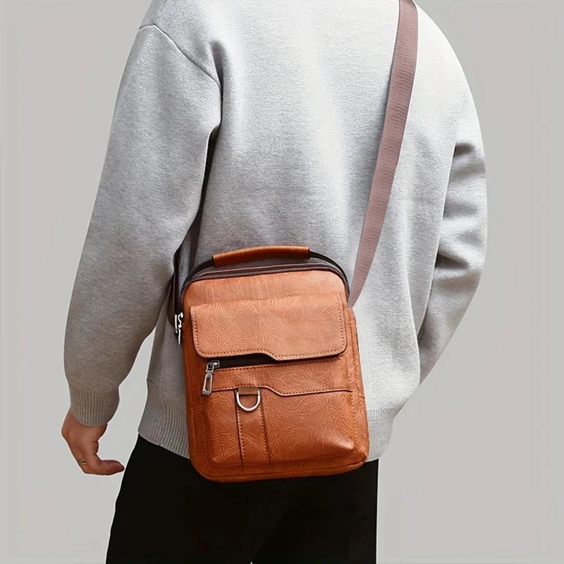 Men's Leather Cross-Body Bag Khaki