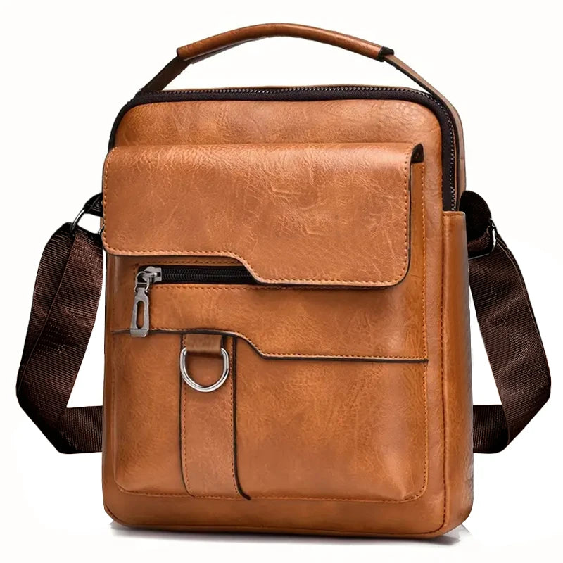 Men's Leather Cross-Body Bag Khaki