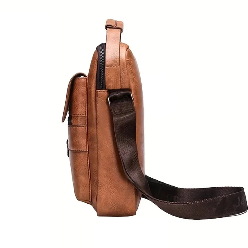 Men's Leather Cross-Body Bag Black
