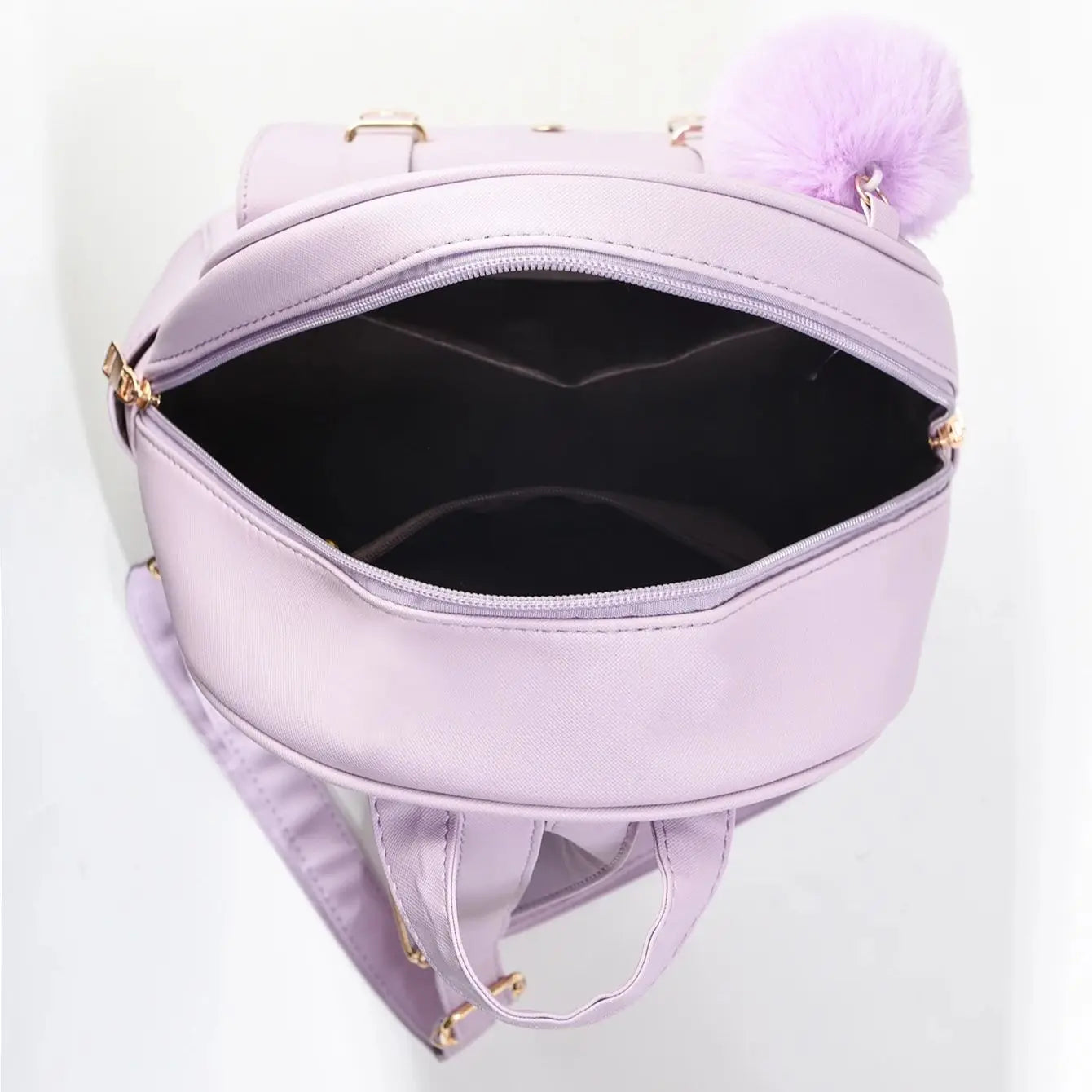Minimalist Women's Backpack With Square Purse Purple