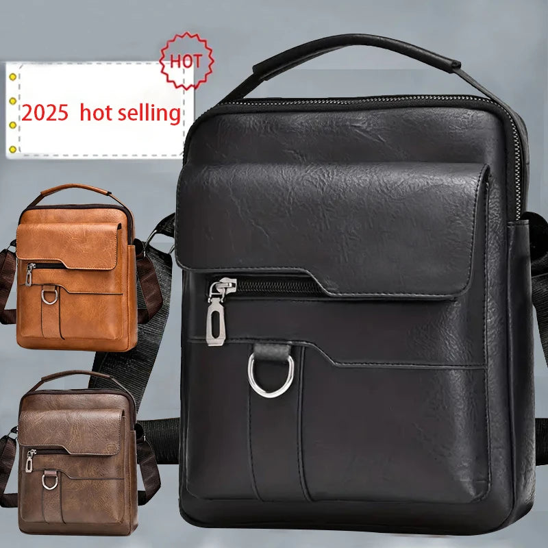 Men's Leather Cross-Body Bag Black