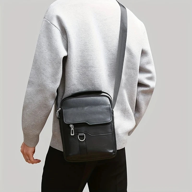 Men's Leather Cross-Body Bag Black
