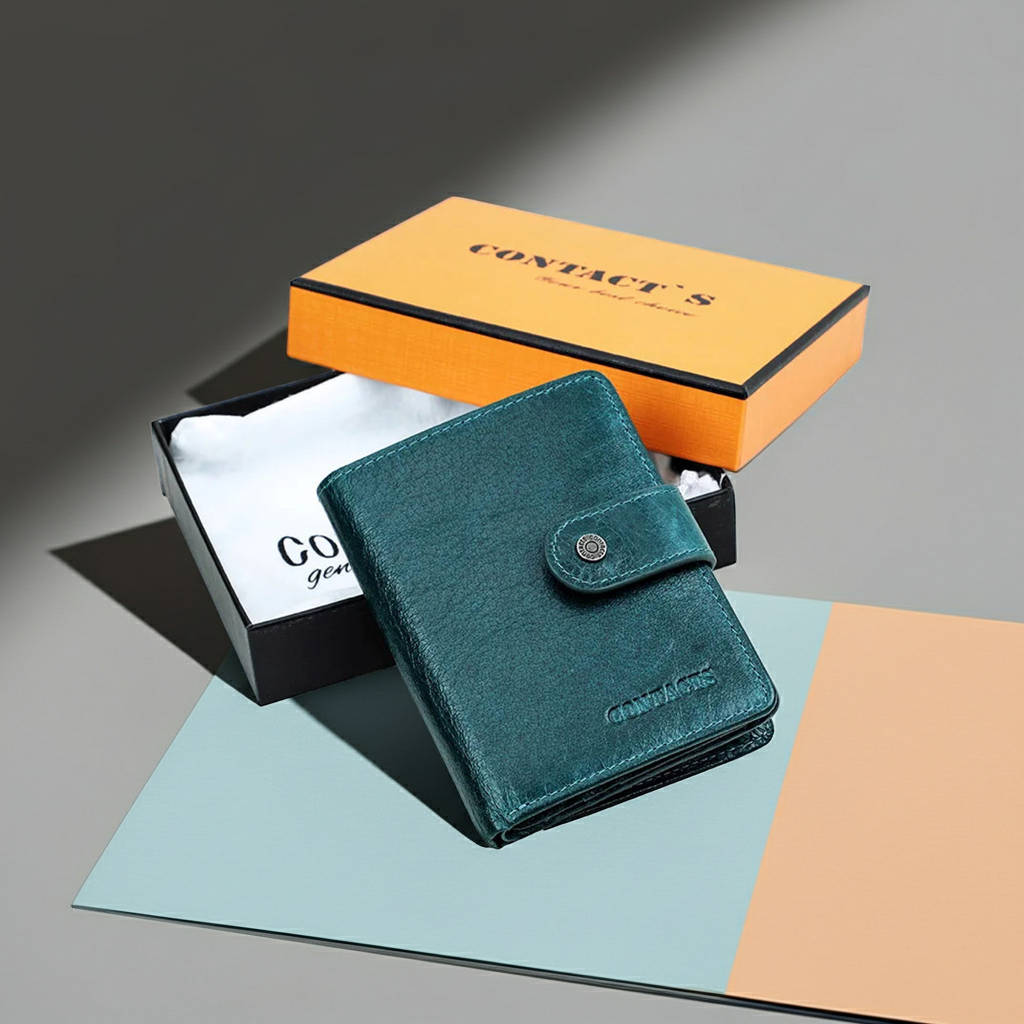 Women's Genuine Leather Wallet Large Capacity Fashion Blue