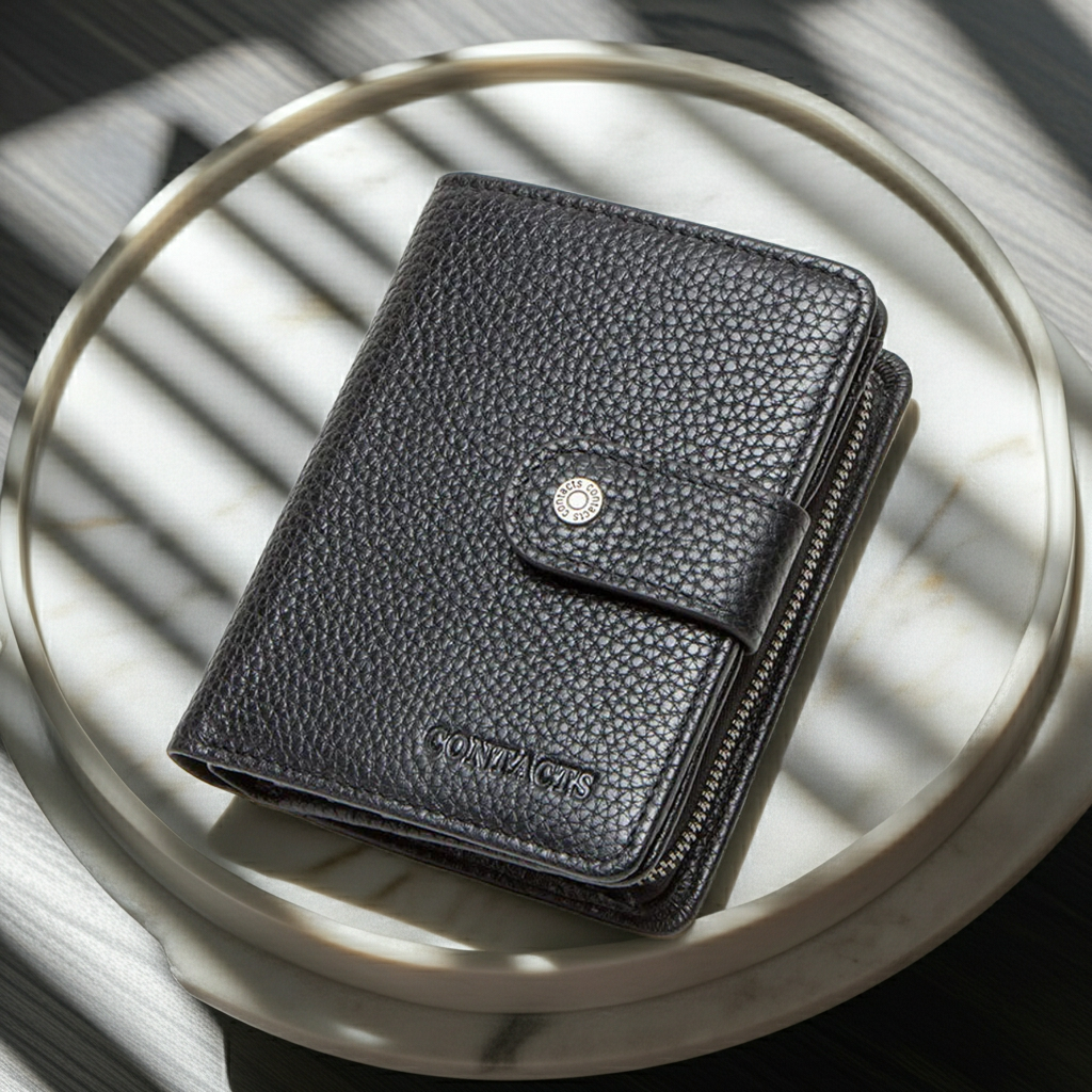 Women's Genuine Leather Wallet Large Capacity Fashion Black